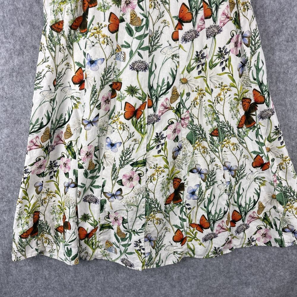 Avec Les Filles Botanical Dress Womens 6 Butterfly Floral Linen Blend Fit Flare - Picture 4 of 15